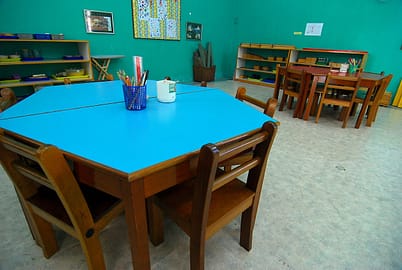 Desks in Montessori Classroom