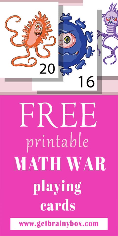 free printable math war cards - a pinterest friendly image
